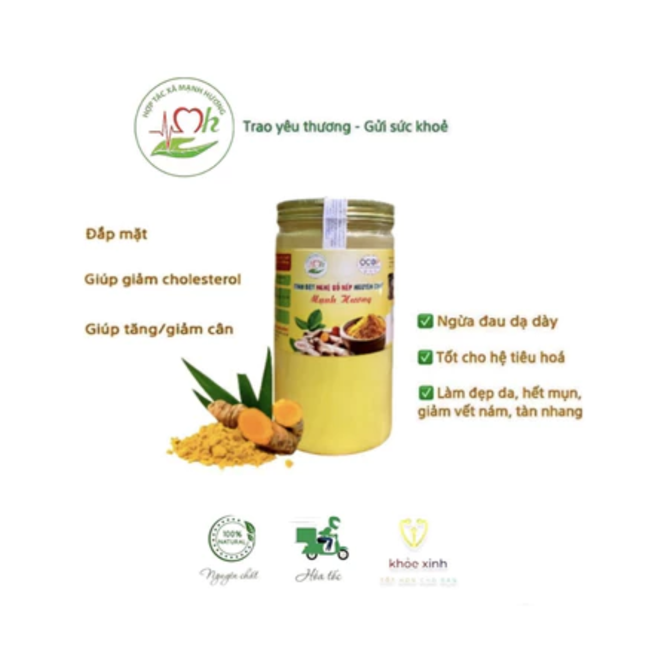 Tinh Bột Nghệ Đỏ Nếp HTX Mạnh Hương Hộp 500g - Sản phẩm OCOP 3 sao